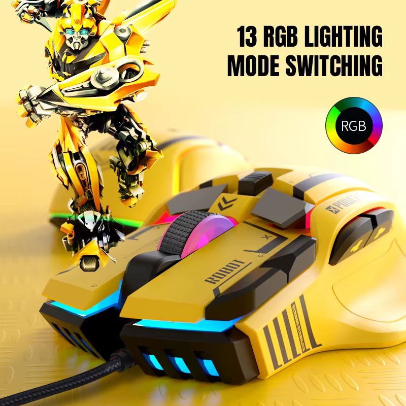 Souris de jeu G6 filaire 128000 DPI ChipA826 RGB Conception ergonomique macroprogrammable supérieure pour les jeux et le travail