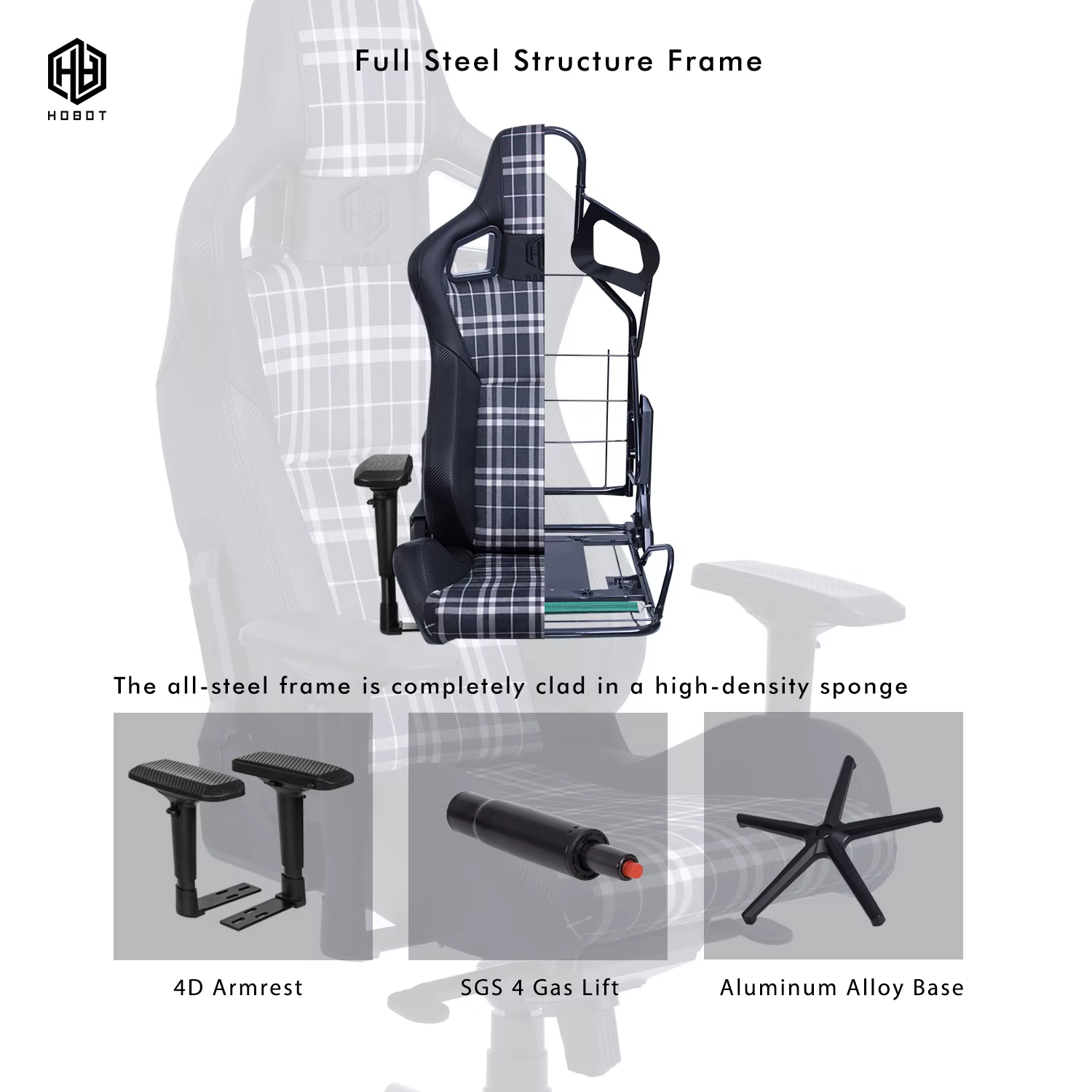 Fauteuil de Direction Ergonomique Grand et Haut en Cuir PU avec Cadre en Acier Inoxydable