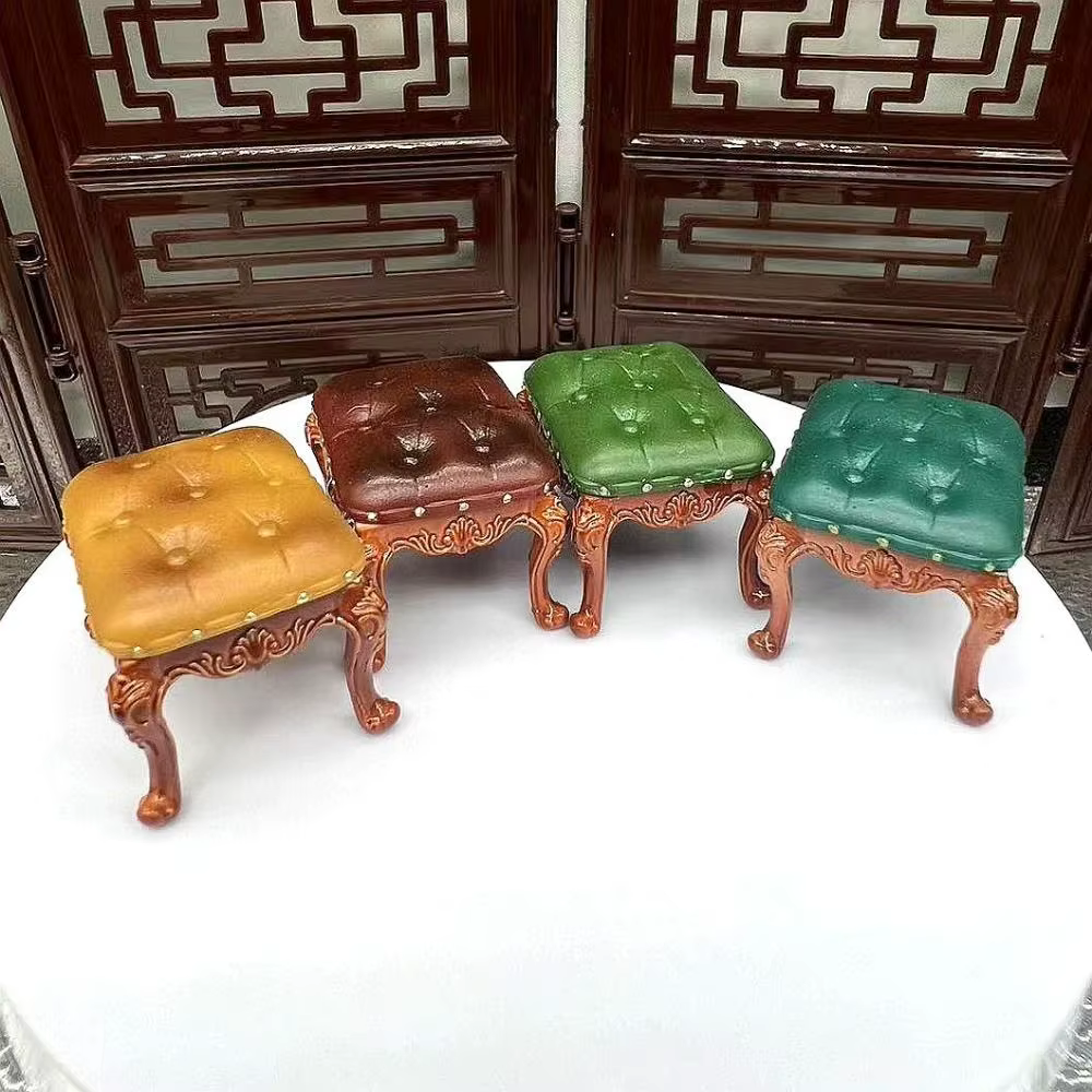 Chaises de maison de poupée de Style Vintage, échelle 1/12, Mini meubles miniatures rétro, simulation de luxe, chaise de salle à manger, Micro paysage