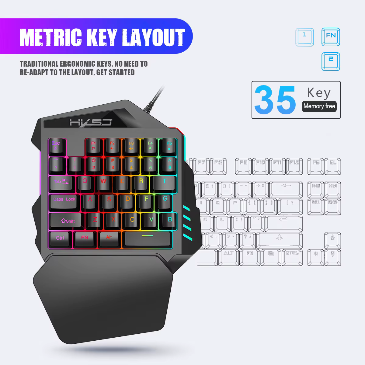 Clavier de jeu ergonomique à une main