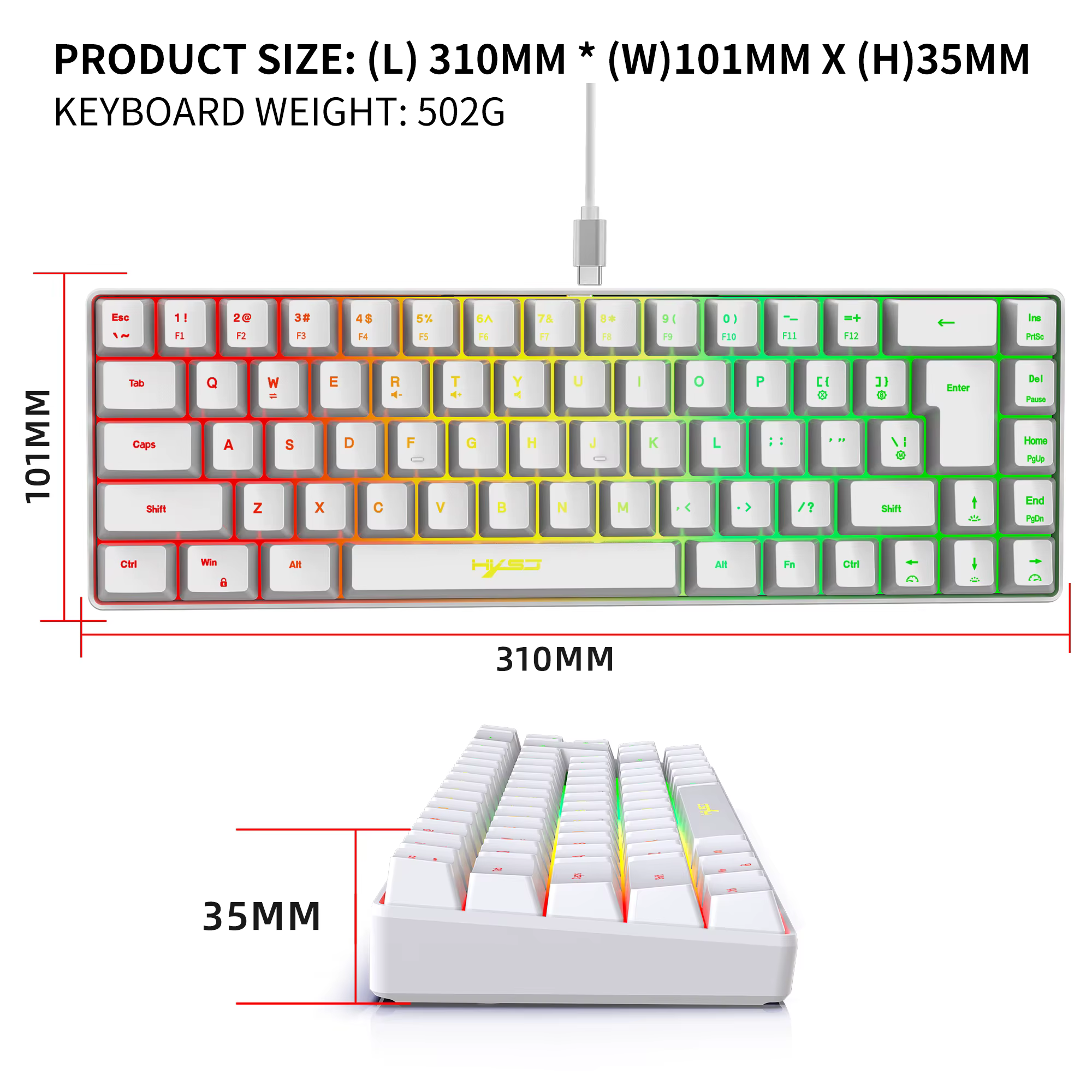 Kit clavier et souris de jeu à 68 touches