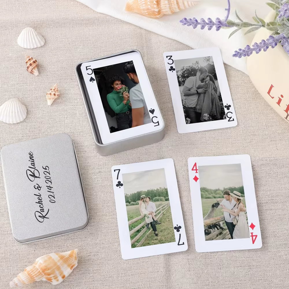 1 jeu de 54 cartes à jouer personnalisées avec photos de famille |   Carton de qualité supérieure, impression de haute qualité, souvenir familial personnalisé, cartes