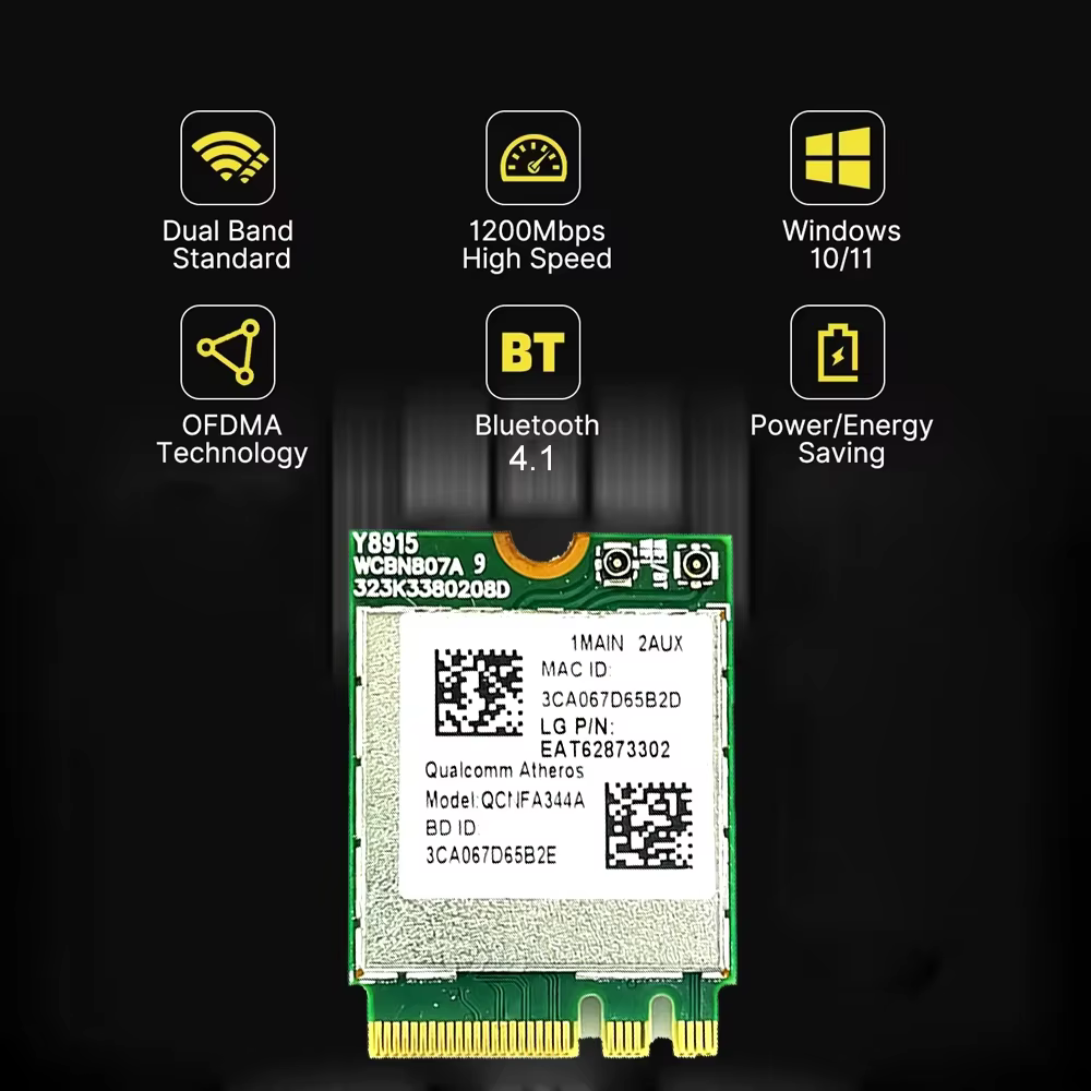 KEBIDUMEI – carte réseau sans fil double bande 9560NGW AC Cnvio 1733M BT 5.0 QCNFA344A