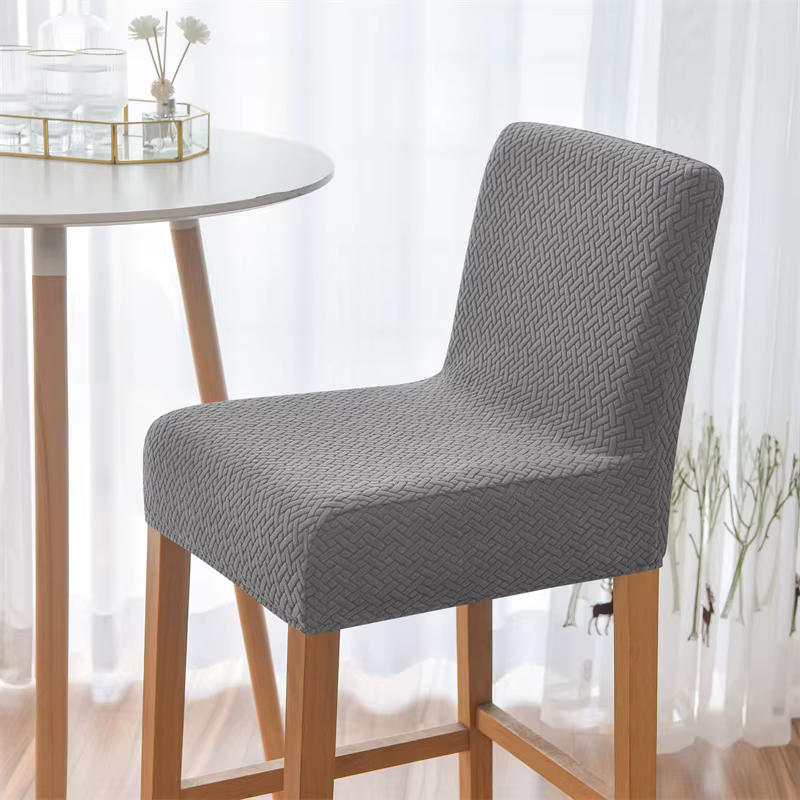 Juste de chaise de bar à dossier court en forme de T, housse de chaise à cussion jacquard, housses de siège de tabouret de bar de petite taille pour hôtel, banquet, dîner