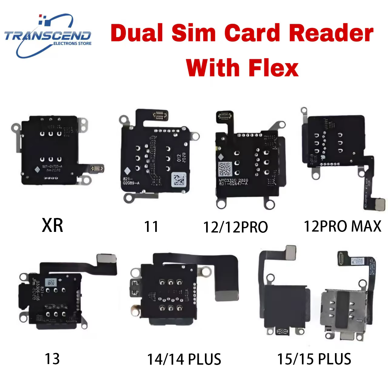 Lecteur de carte SIM pour iPhone 11, 12, 13, 14, 15 Pro Max Plus XR, double emplacement pour carte SIM, adaptateur interne avec câble flexible, 2 à 10 pièces