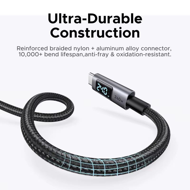 UGREEN USB-C câble 240W écran d'affichage numérique PD3.1 Type-C cordon pour ordinateur portable MacBook iPhone 17 Samsung S25 Xiaomi chargeur rapide