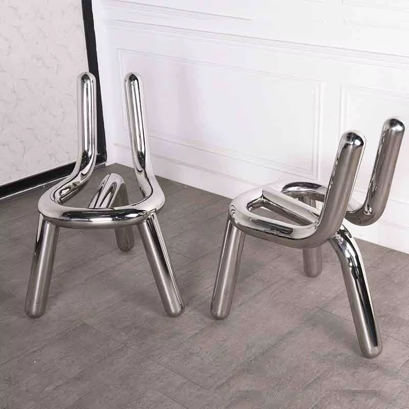 Chaise en acier inoxydable, tabouret en métal, chaises de salle à manger créatives, tabouret artistique de luxe, tabouret de maquillage, siège de loisirs pour salon, mobilier nordique