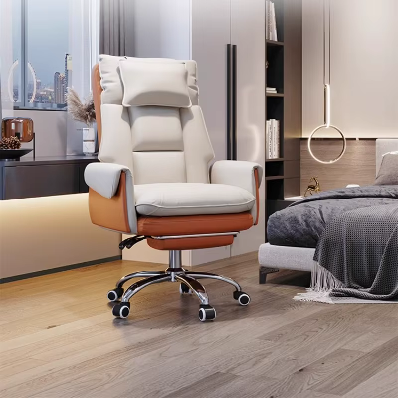 Appui-tête blanc Chaise De Bureau repose-pieds pivotant ordinateur