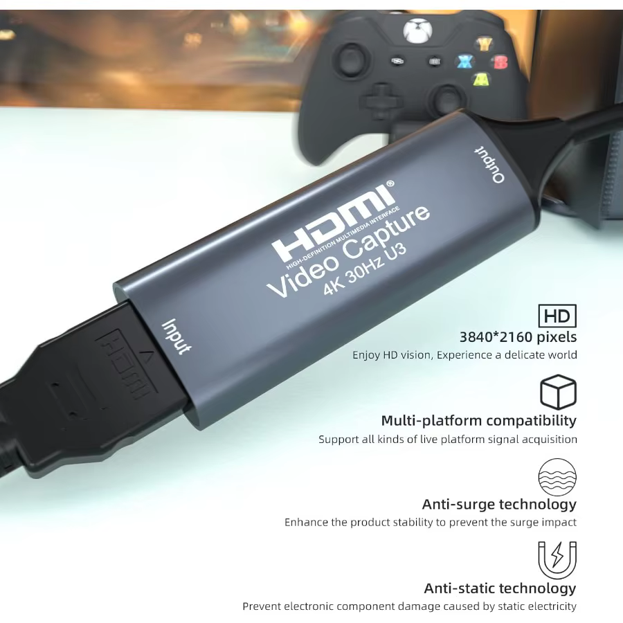 Carte de capture vidéo USB 2.0 3.0/Type-C 4K 30Hz HDMI vers Type C pour Macbook PS4 PC Jeu DVD Enregistrement caméra Diffusion en direct Windows