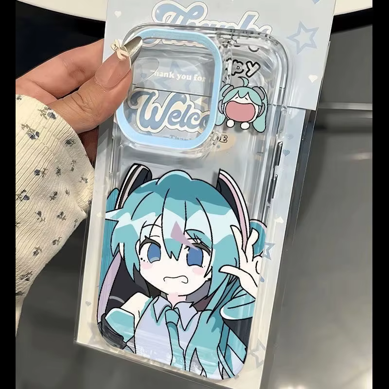 Coque de téléphone pour iPhone Air 17 Pro Max 16 15 Plus 14 13 11 avec protection de l'appareil photo, en silicone, motif fille anime, pour iPhone 12