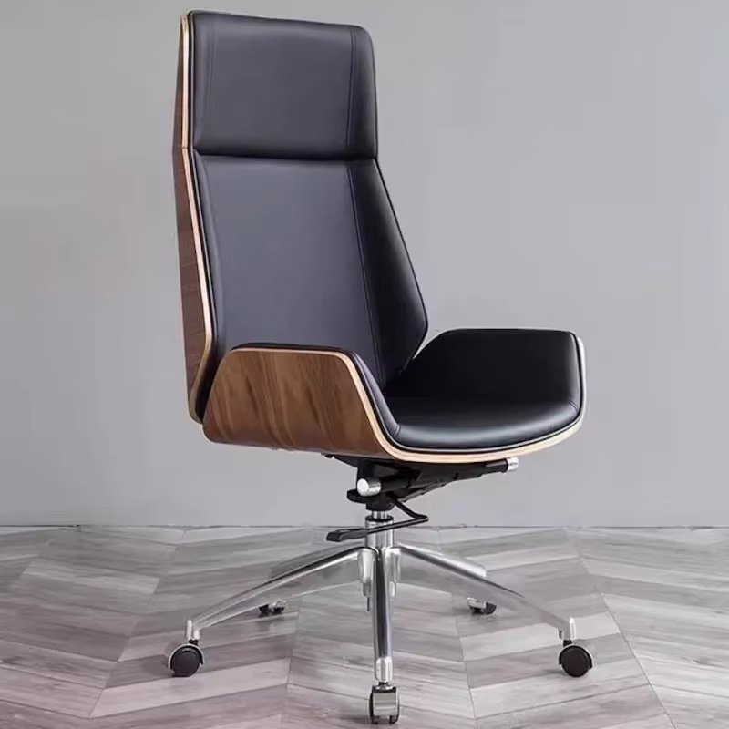 Chaise de bureau en cuir avec rotation, chaise d'ordinateur