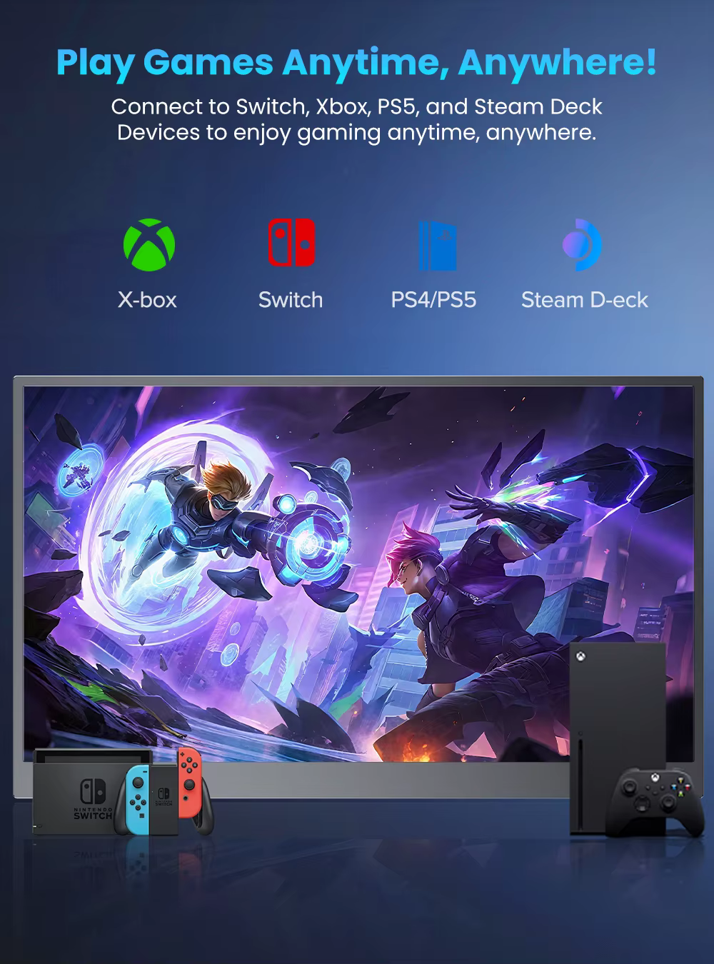 UPERFECT 17.3 "144Hz moniteur de jeu Portable 2560*1440 2K 16:9 HDMI USB C 100% sRGB Freesync écran pour ordinateur de