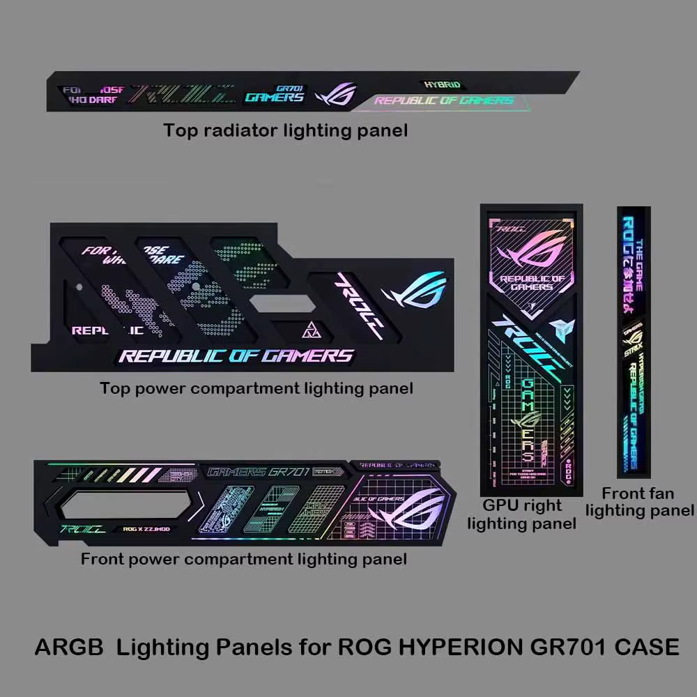 Panneaux d'éclairage ARGB à gravure laser pour châssis HYPERION GR701