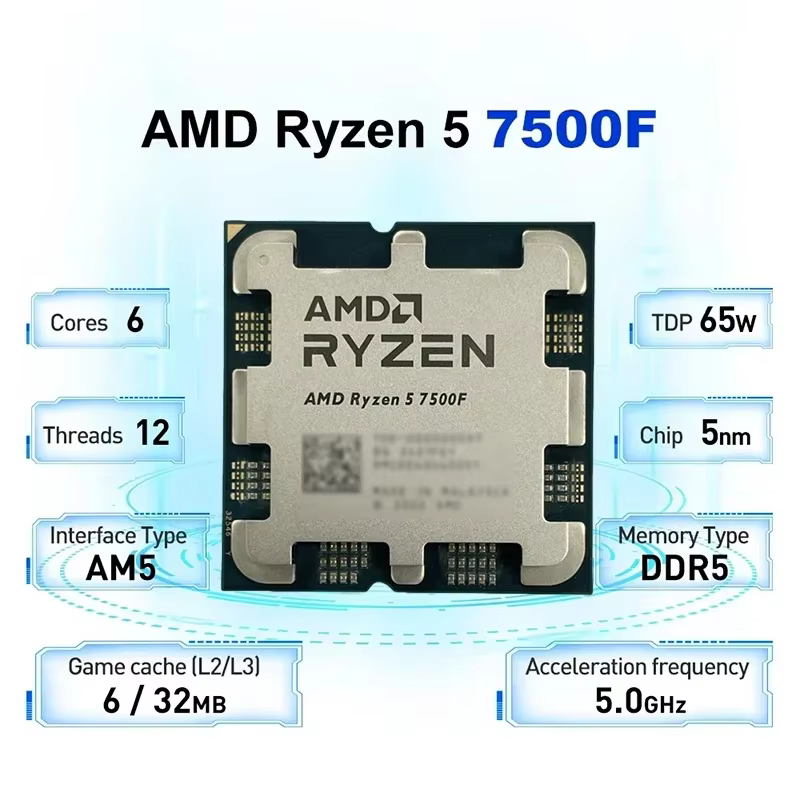 Processeur AMD Ryzen 5 7500F AM5 haute performance