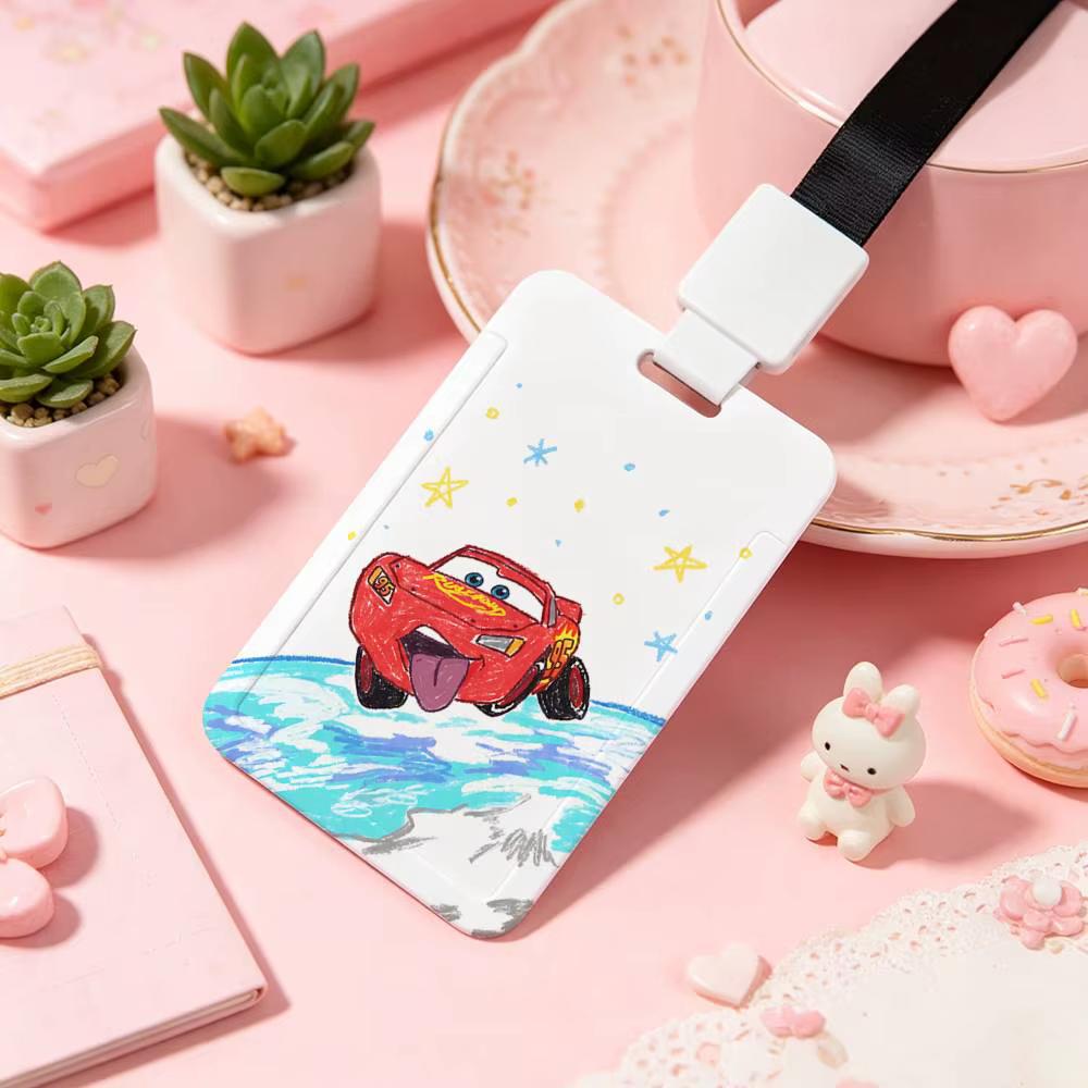 Cool C-Cars M-mcqueen Étui pour carte coulissante sans contact NFC pour cartes d'étudiant, cartes de bus, cartes d'identité et permis de travail