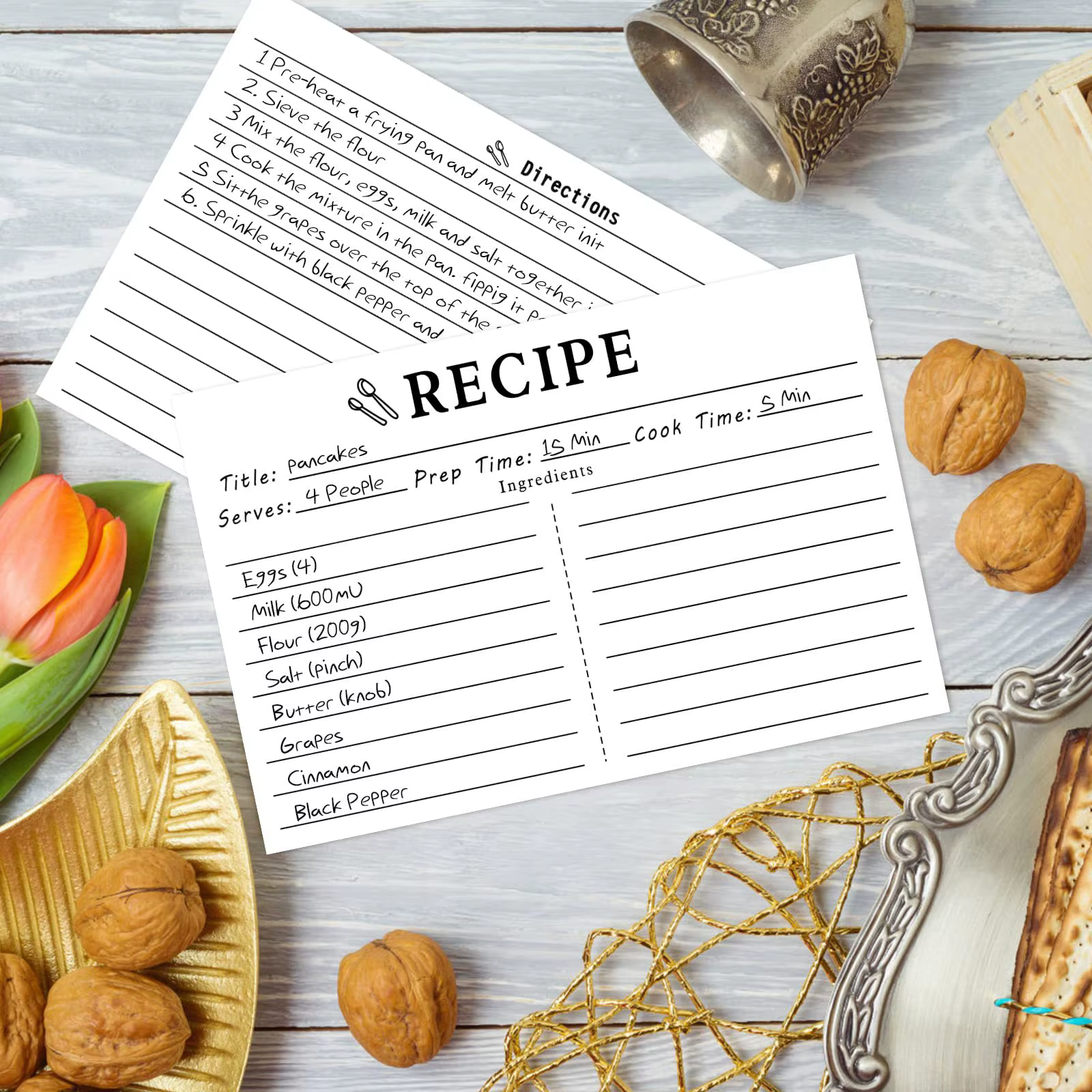 Cartes de recettes de cuisine, 50 pièces, feuilles de recettes vierges, cartes de recettes en papier épais Double face, carte de réception nuptiale de mariage, carte de notes