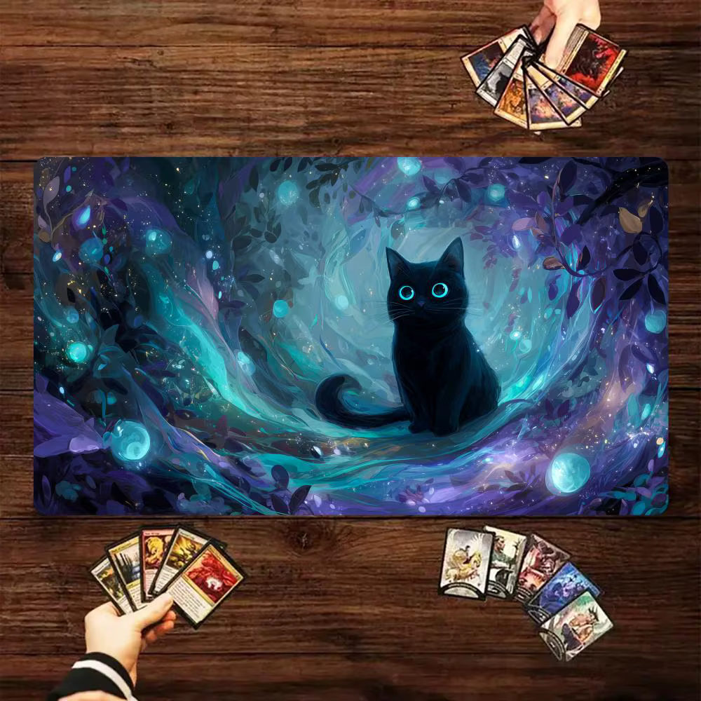 Tapis de jeu Magic The Gathering (MTG) motif Chat Noir Mystérieux