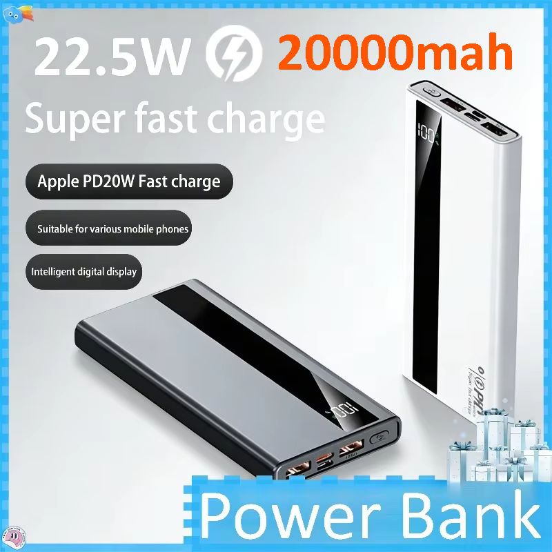 Batterie externe portable 20000mAh, charge rapide 22.5W, batterie externe haute capacité, alimentation mobile universelle pour iPhone Android