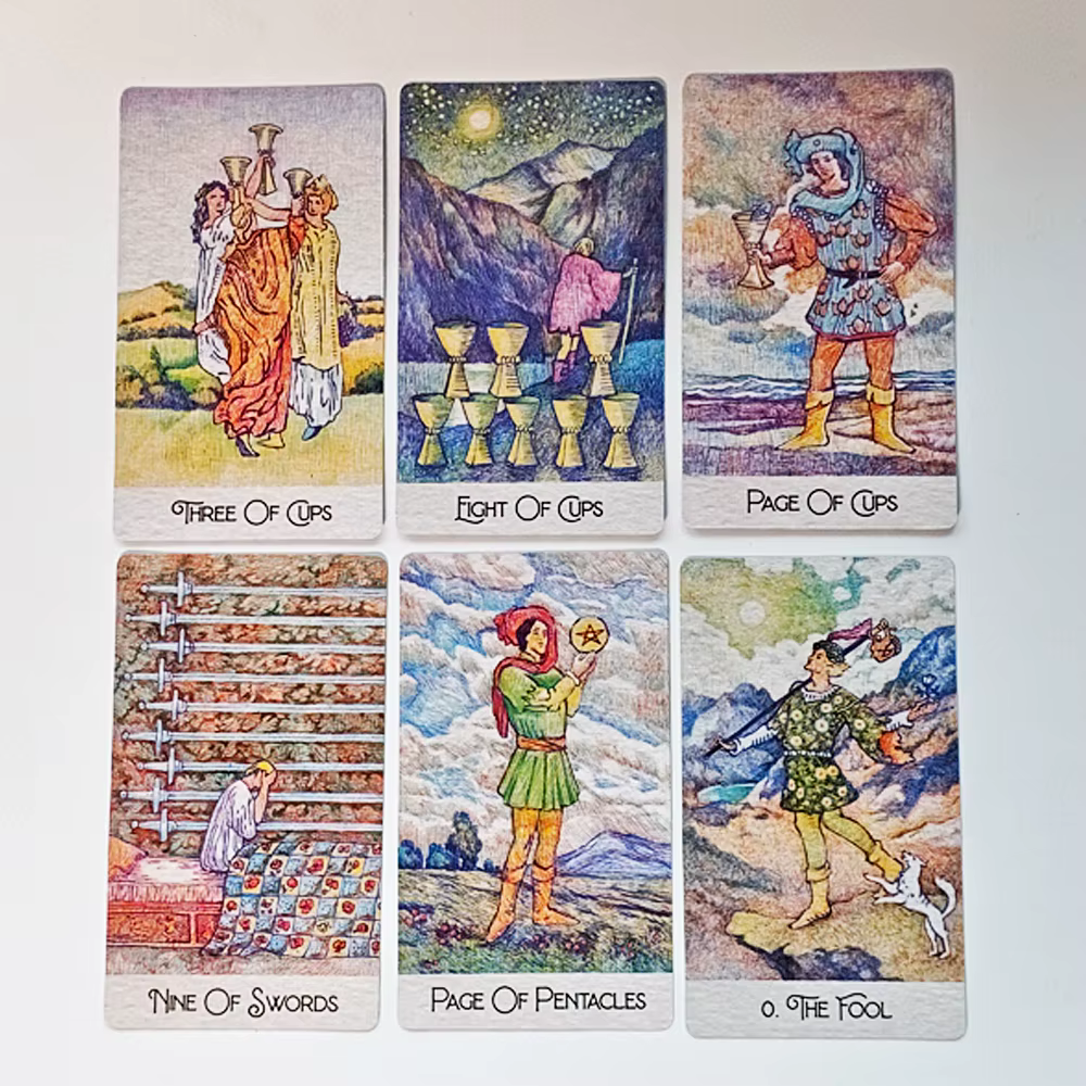 Jeu de Tarot classique rédissuré, 78 cartes de Tarot 12x7cm, dessinées avec stylos à bille imprimés sur papier cartonné Double relief 350GSM