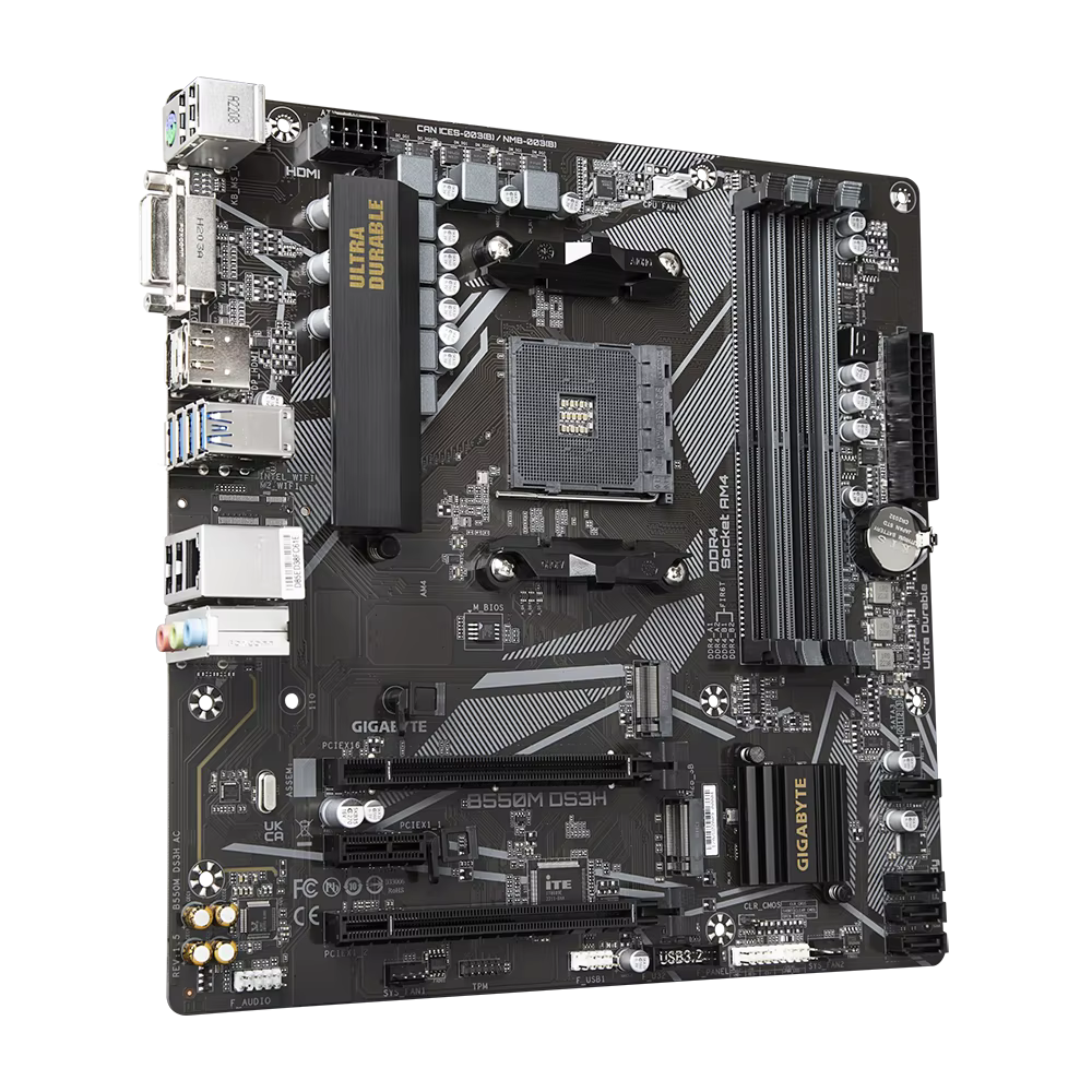 Carte mère GIGABYTE B550M DS3H AM4 compatible avec les processeurs AMD B550 Ryzen 5 5600G/5600X