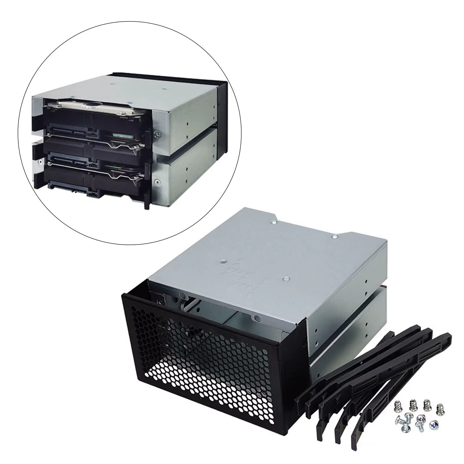 Support T1 avec boîtier, 3 baies, étui de 3.5 pouces
