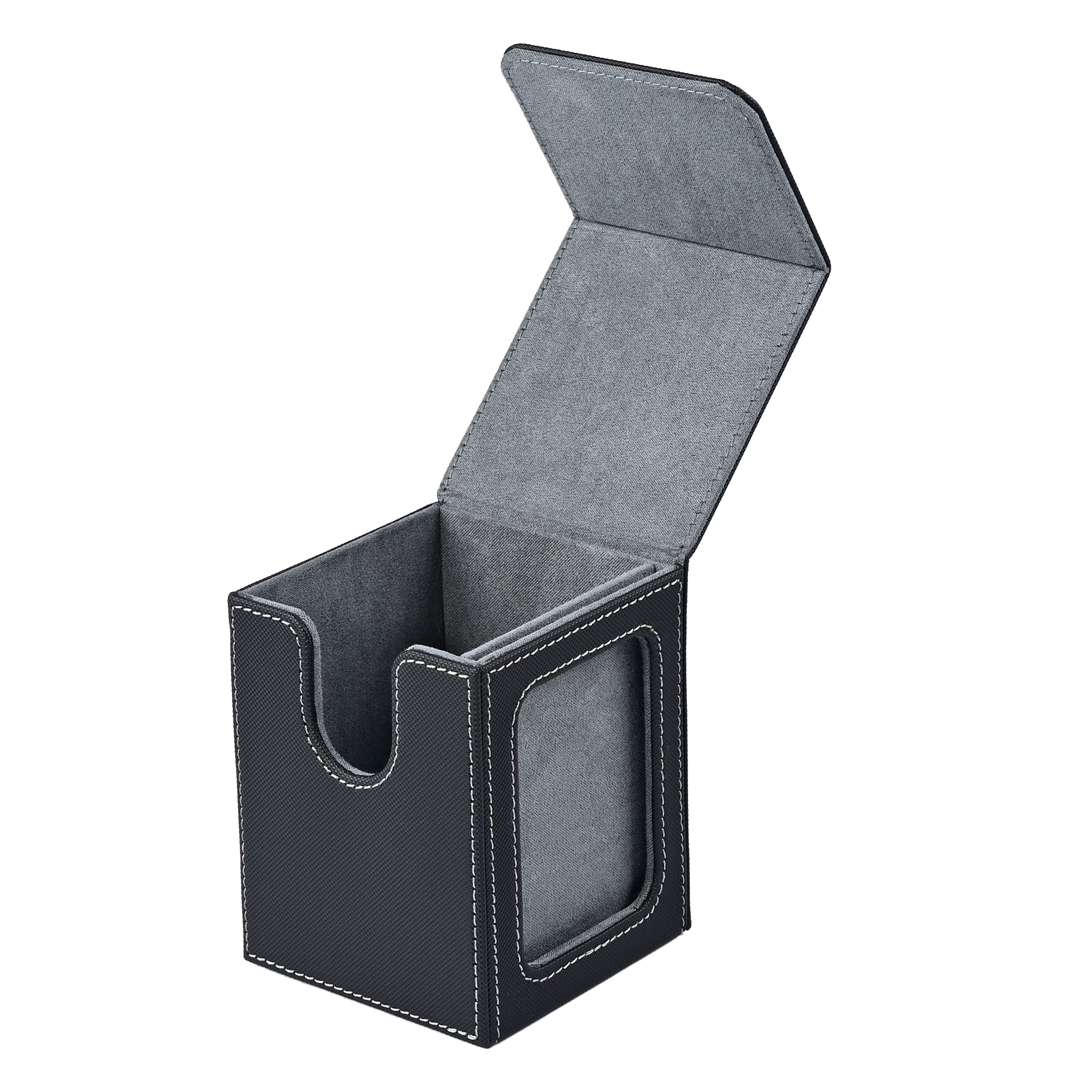 Boîte à cartes avec fenêtre de visualisation, capacité de 120+ cartes à pochettes individuelles, fermeture magnétique, boîte à cartes en cuir PU pour cartes TCG