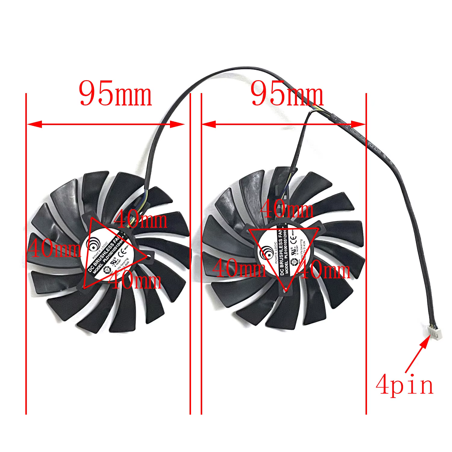 Ventilateur de refroidissement pour carte graphique MSI R9 390 R9 380 R7 370 GTX 980 980Ti 970 960 950 GAMING 95MM 4PIN PLD10010S12HH GTX 980 970 GPU FAN