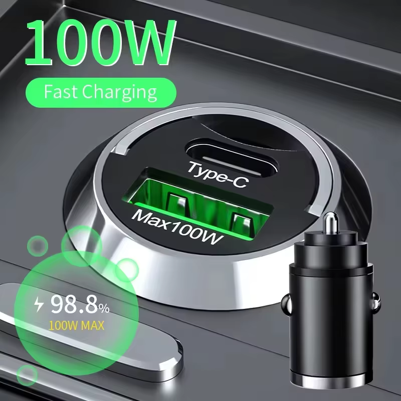 100W chargeur de voiture USB charge rapide pour IPhone QC3.0 Mini PD USB Type C