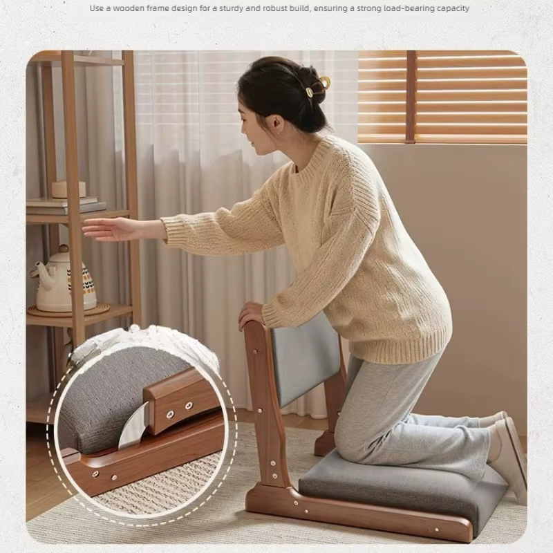 Chaises pliantes de sol, chaises en bois massif tatami, chaises longues avec dossiers pour balcon, chaises relaxantes, tabourets bas, chaises pliantes