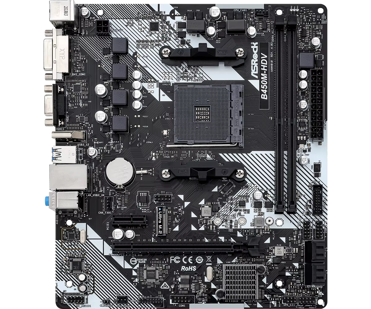 Carte mère B450 AM4 ASROCK B450M-HDV R4.0