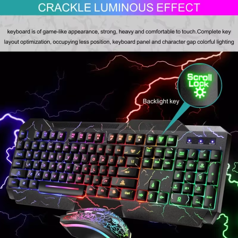 Ordinateur de bureau filaire clavier de jeu souris sensation mécanique lumière LED rétro-éclairé