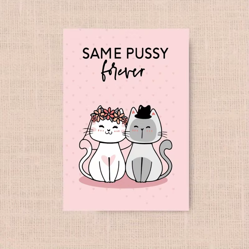 1 pièce, carte de mariage amusante, carte d'anniversaire de mariage, carte joyeuse pour la Saint-Valentin, carte chat mignon, pour femme, mari.
