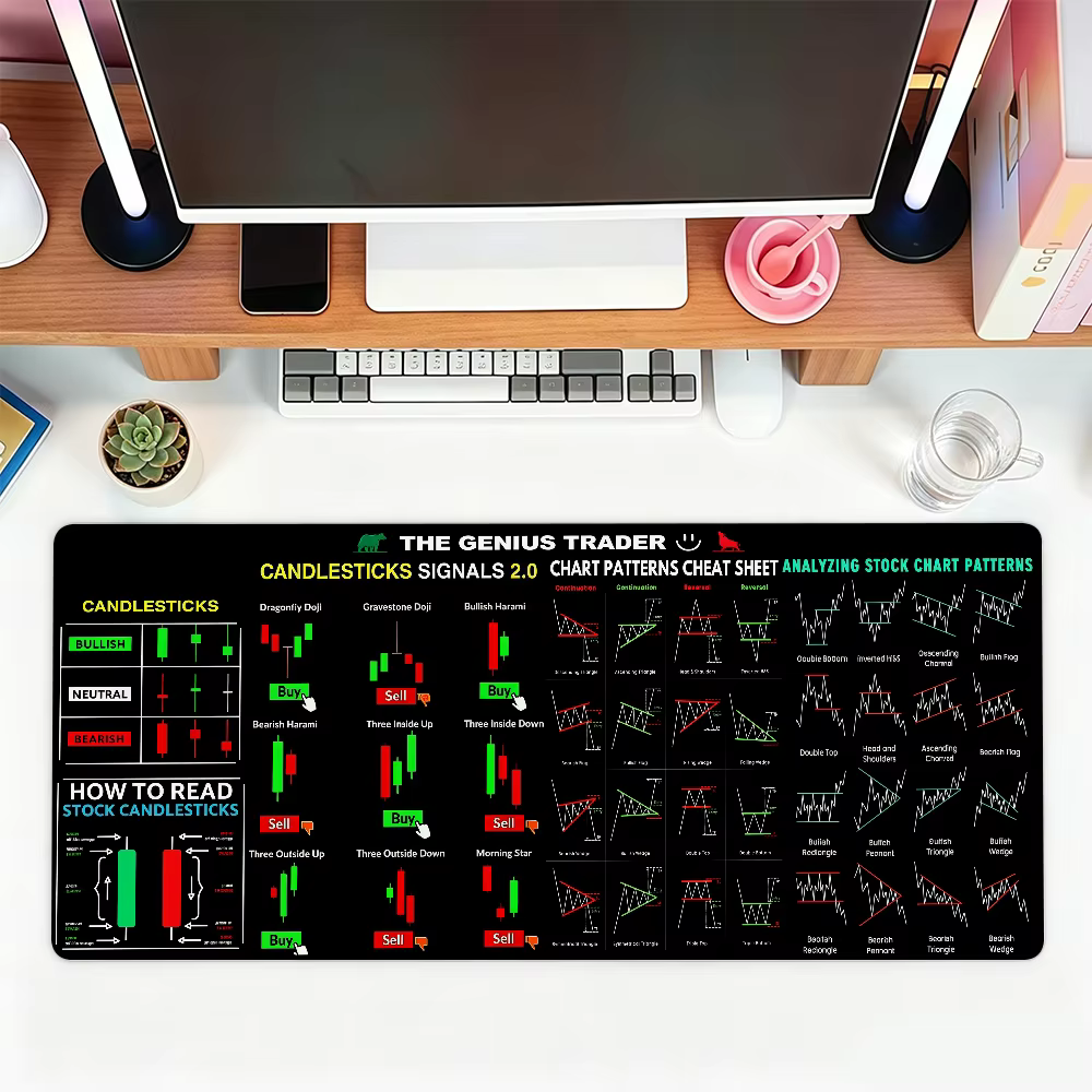 Tapis de souris avec graphique des cours des crypto-monnaies BTC