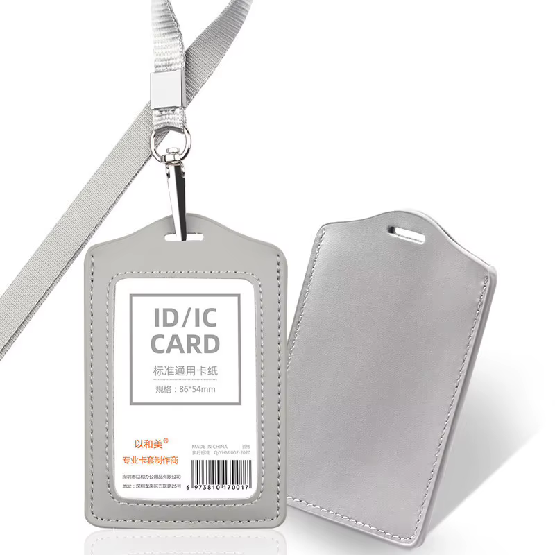 Porte-cartes en cuir avec cordon, porte-badge de travail, étui pour certificat, pour hommes et femmes