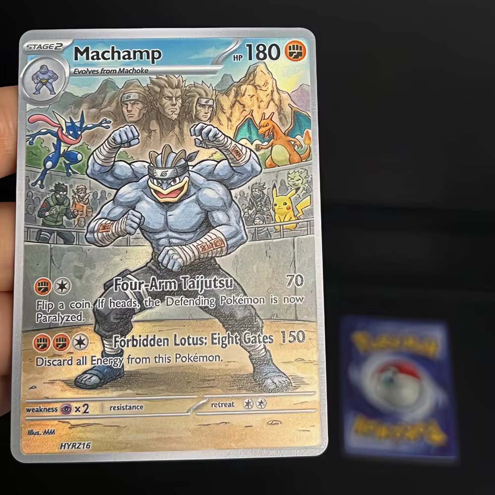 Cartes Pokemon PTCG, 5 pièces, carte holographique de combat Pokemon, cadeau, Style peinture à l'huile, Gengar Machamp Marowak Scyther Hawlucha, jouet de collection