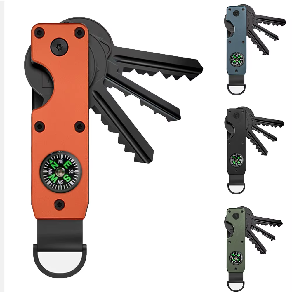 Organisateur de clés boussole - Porte-clés métallique compact |   Porte-clés innovant minimaliste |   Le porte-clés intelligent sécurise 2 à 6 clés