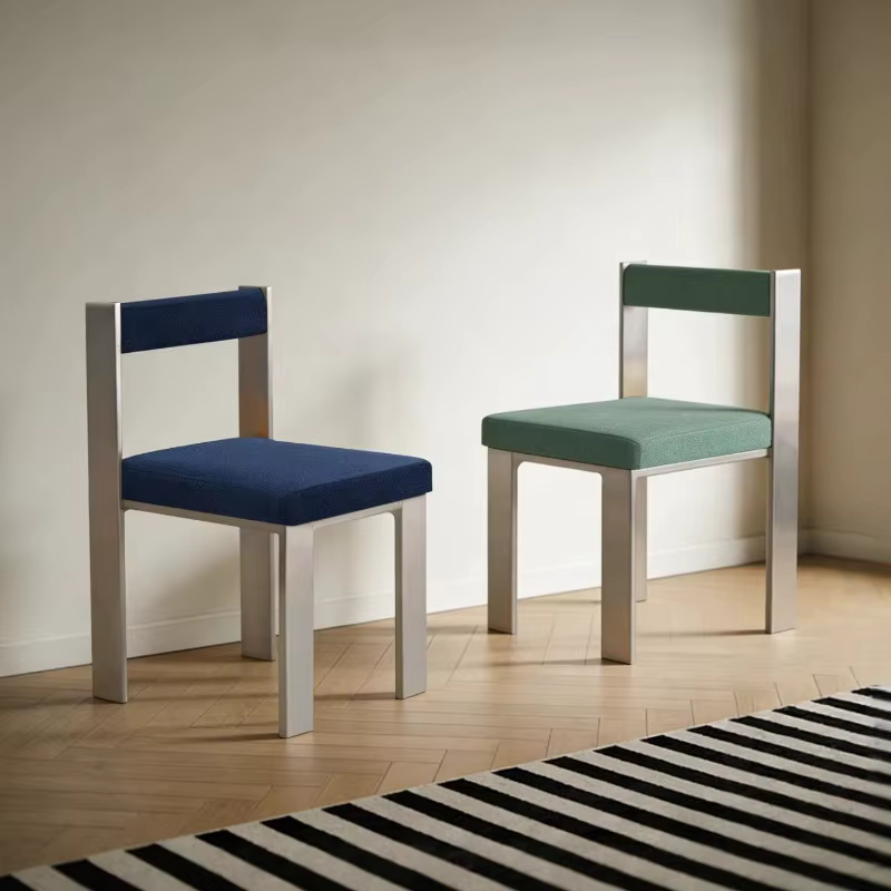 Chaise d'îlot de cuisine Bauhaus Dopamine en acier inoxydable, siège de salle à manger design multifonction pour la maison et la salle de bain