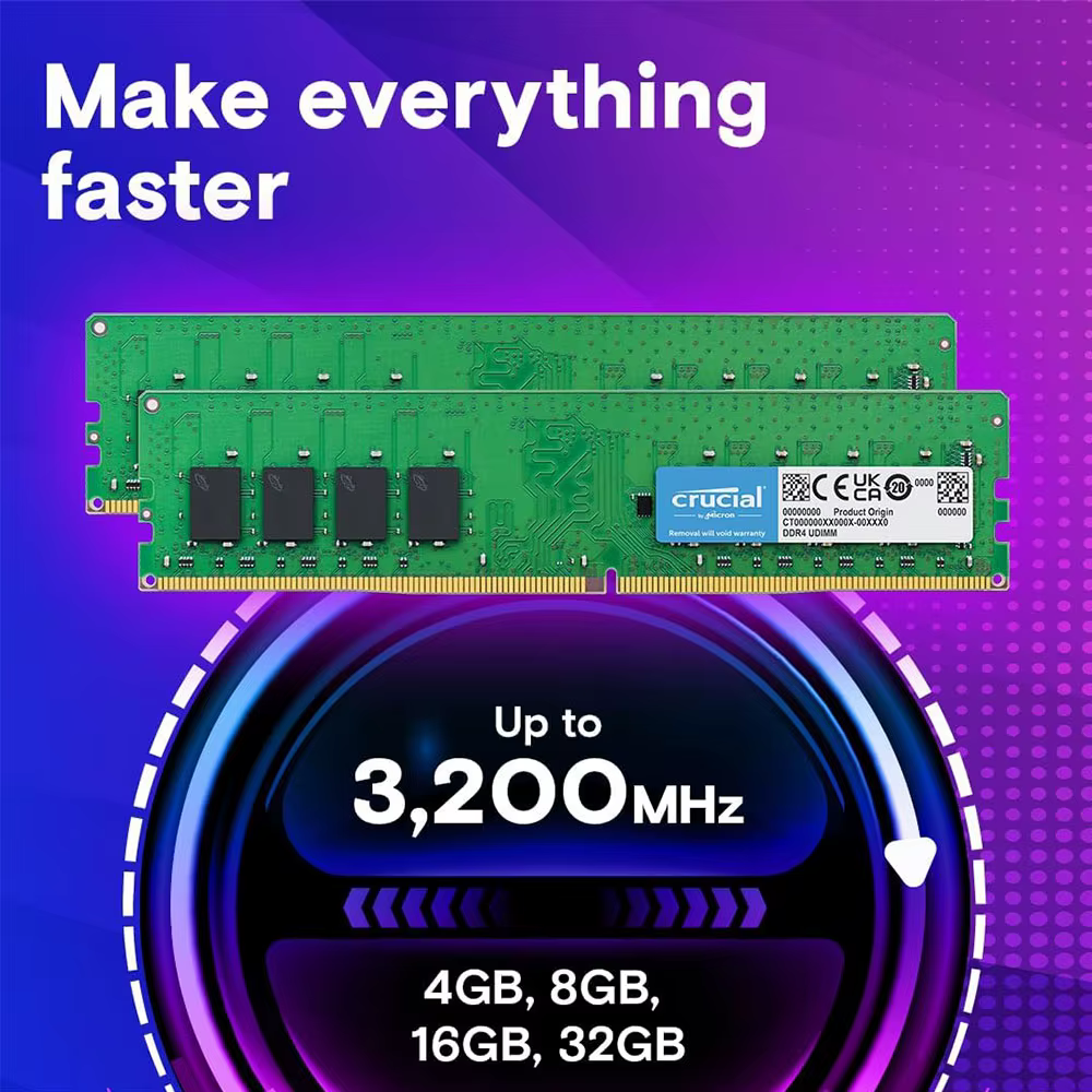 Mémoire RAM Crucial pour ordinateur de bureau DDR4 8 Go 3200 MHz 2400 2133 2666 MHz DIMM 288 broches PC4-21300 19200