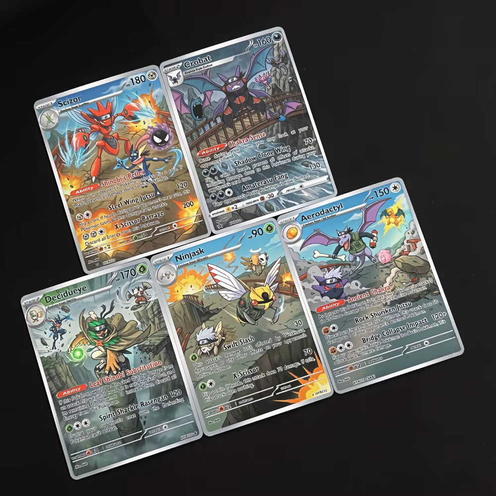 Cartes de collection Pokémon, jeu de cartes, cadeau, 5 pièces, jouets PTCG, Scizor, Crobat, Decidueye, Ninjask, Aerodactyl, style Flash Card Battle Pokemon