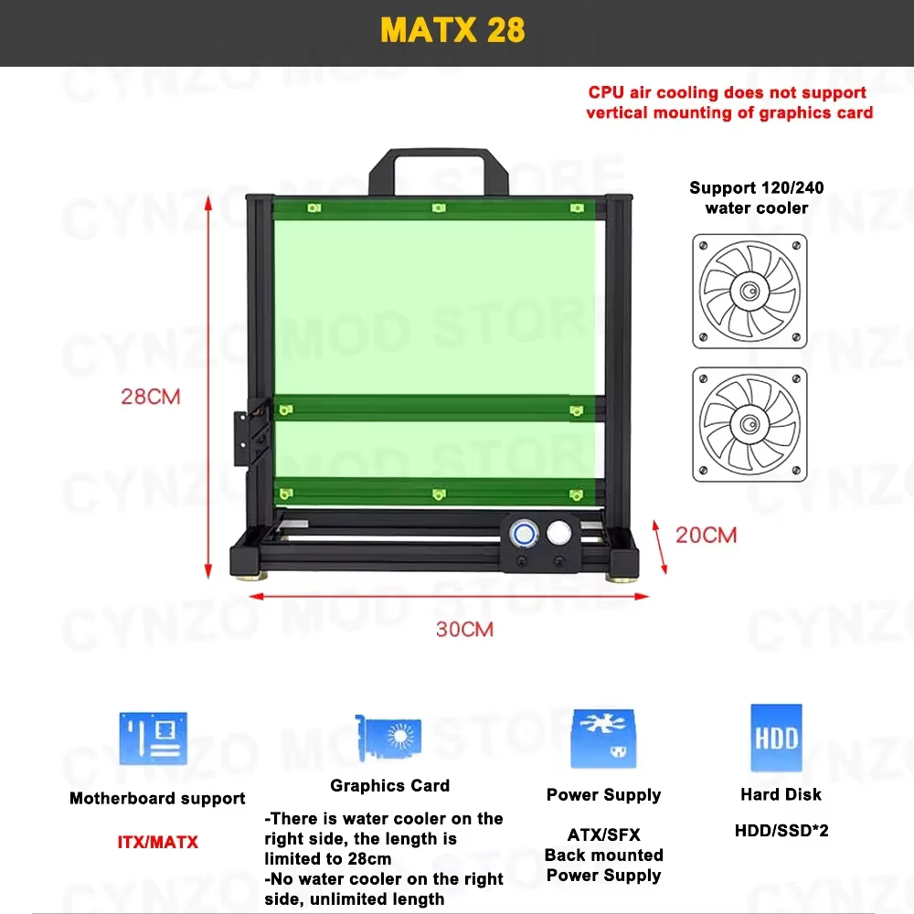 Modding-Boîtier PC ouvert EATX pour gamers