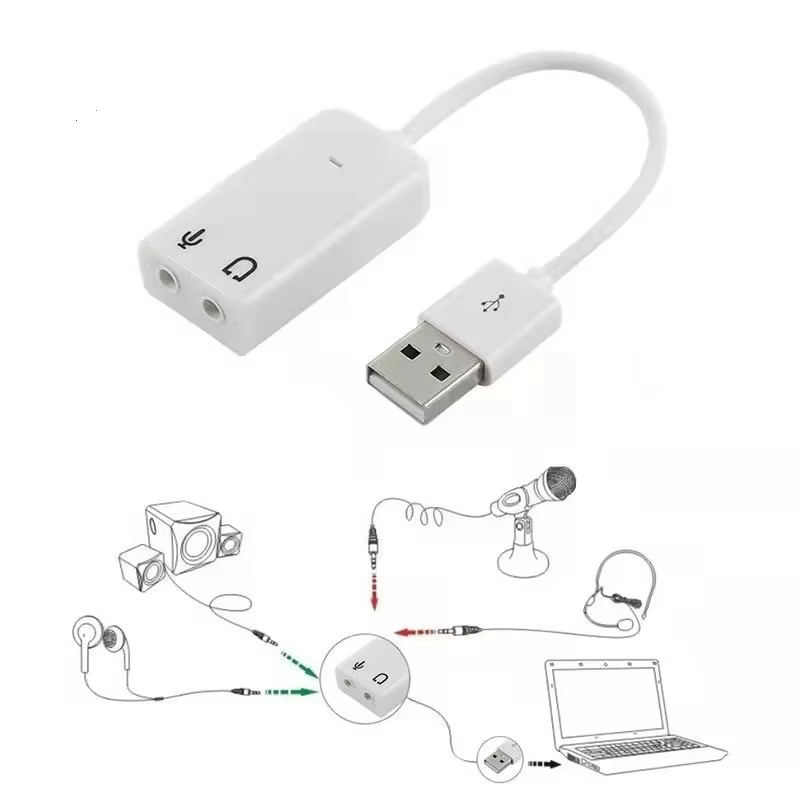 Carte son USB externe 7.1 canaux avec adaptateur Audio USB Jack 3.5mm pour casque et Microphone Compatible avec MacBook