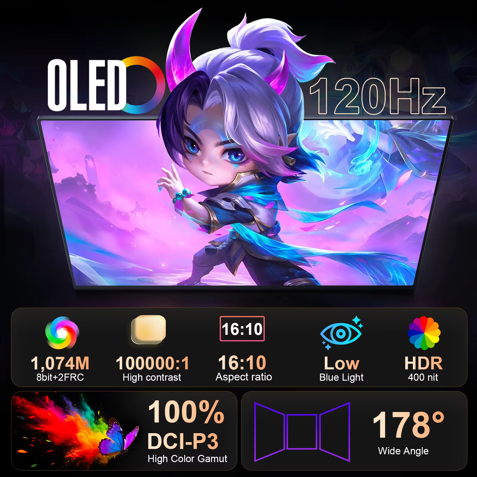 Moniteur Portable de jeu OLED 16 pouces