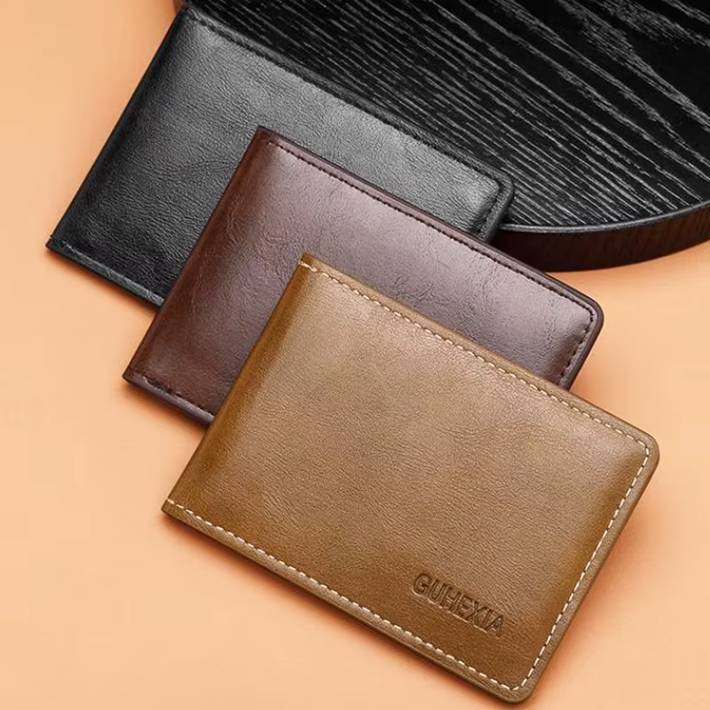 Porte-monnaie minimaliste pour hommes, portefeuille multifonction, étui pour carte d'identité, porte-permis de conduire en Pu, cadeau d'affaires décontracté