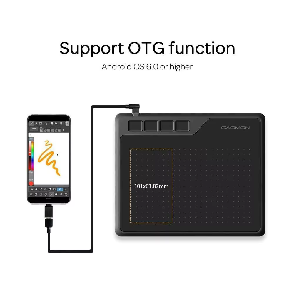 Gaomon S620 tablette graphique 6.5*4 pouces petit dessin tablette numérique pour OSU prise de notes peinture Compatible avec téléphone Android