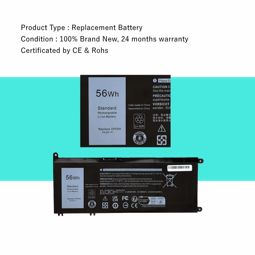 Batterie d'ordinateur portable 33YDH pour Dell Inspiron 15 7577 7588 17 7000 7773 7778 7779 7786 G3 15 3579 (G3579) G7 15 7588(G7588)