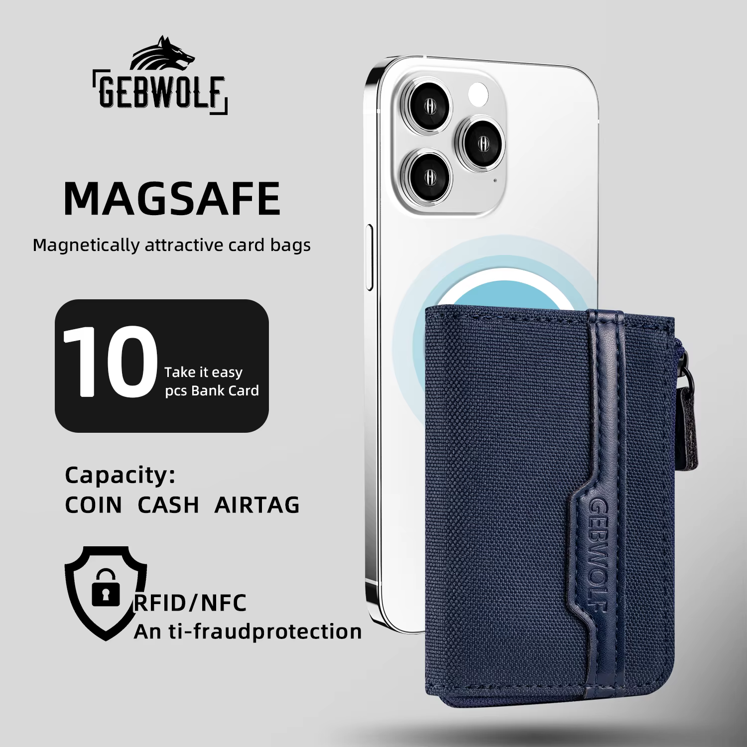 Porte-cartes MagSafe compatible avec iPhone 17/16/15/14/13/12 – Étui magnétique antivol pour cartes