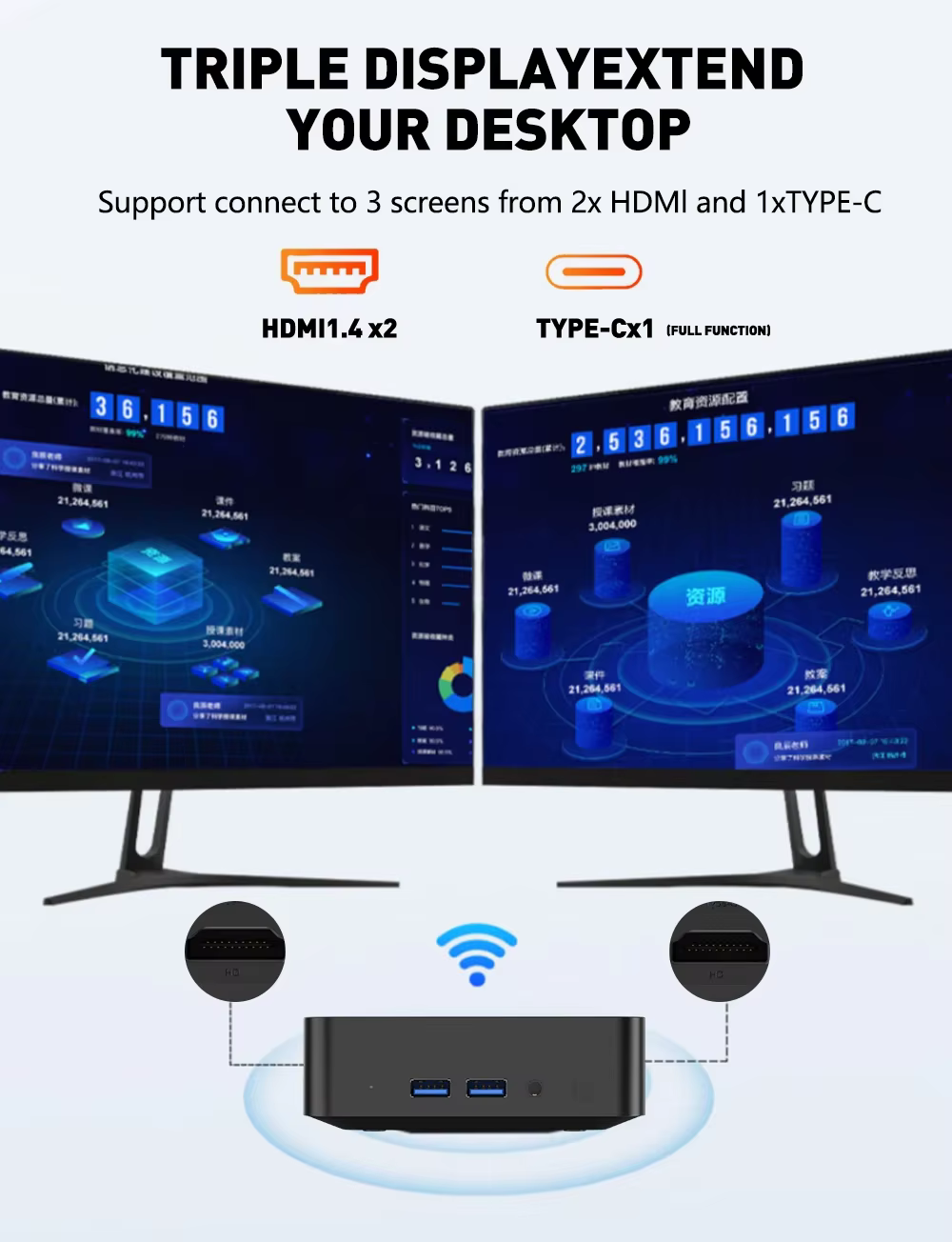 Mini PC haute performance Intel Core i9-10980HK 16 Go DDR4 2 To SSD Windows 11 Pro WiFi 6 BT5.2 Ordinateur de bureau 4K