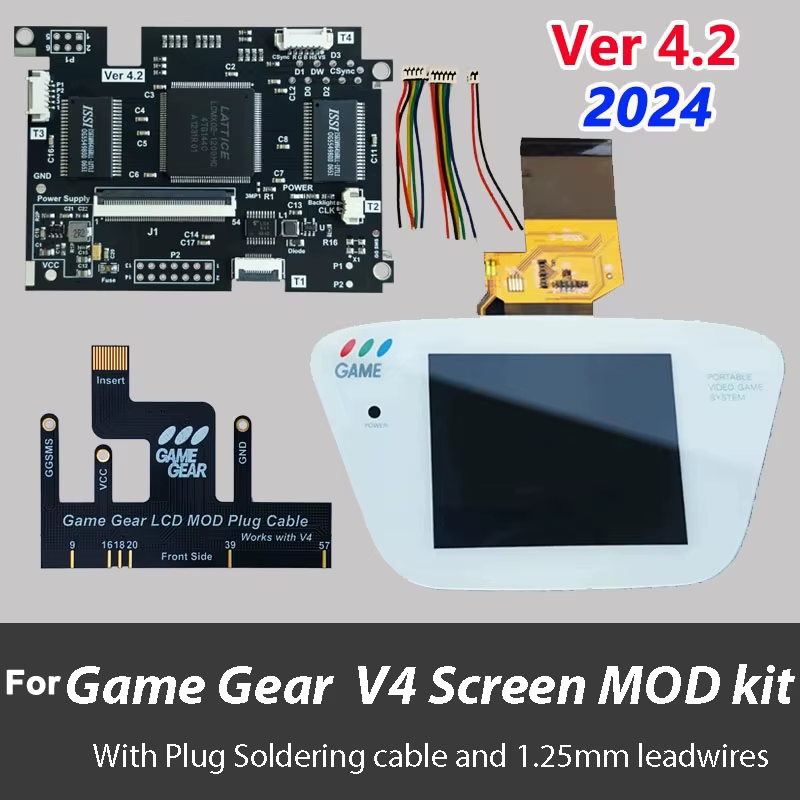 Kit d'écran LCD Full Display HighLit pour console Game Gear GG V4.2 avec sortie VGA et luminosité réglable