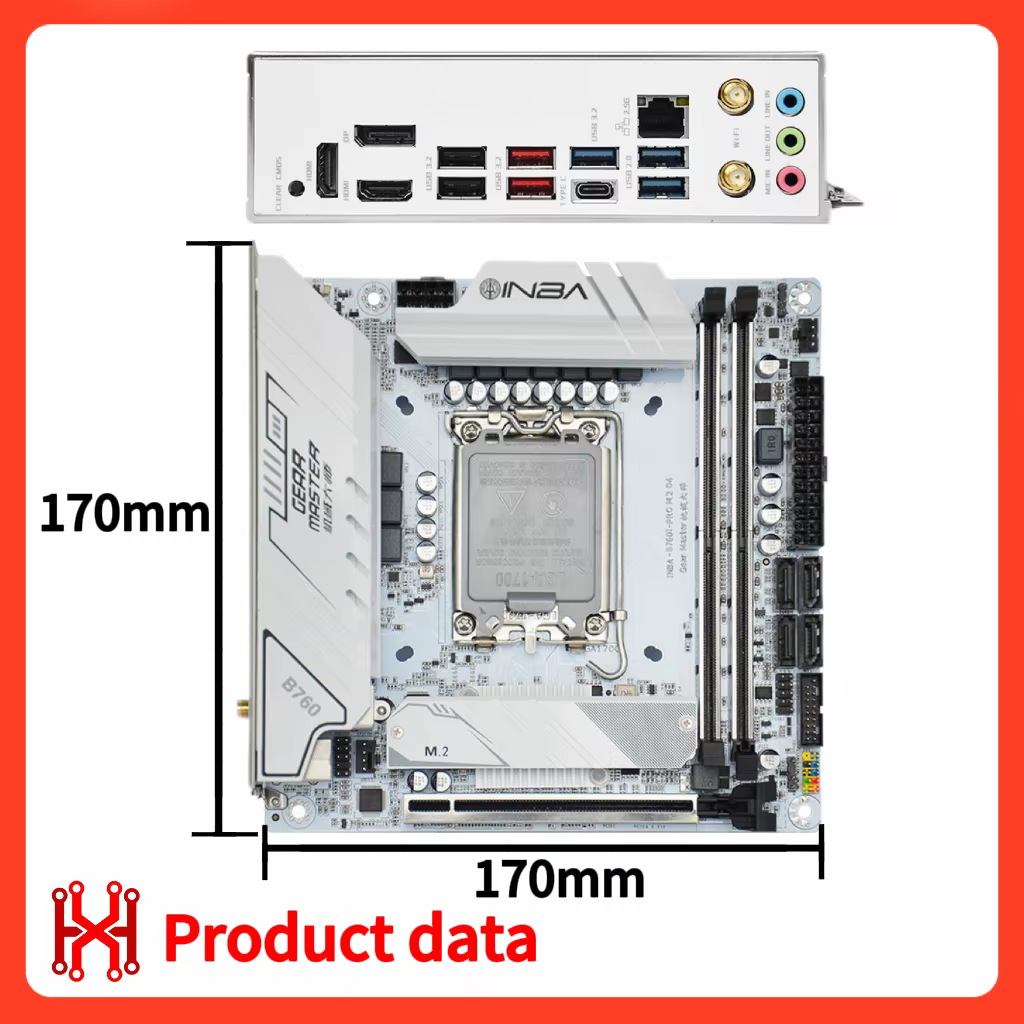 100% nouveau B760i ITX MINI carte mère pour LGA 1700 Support Core i5 12400F DDR4 2*8GB 3200Mhz CPU mémoire RAM