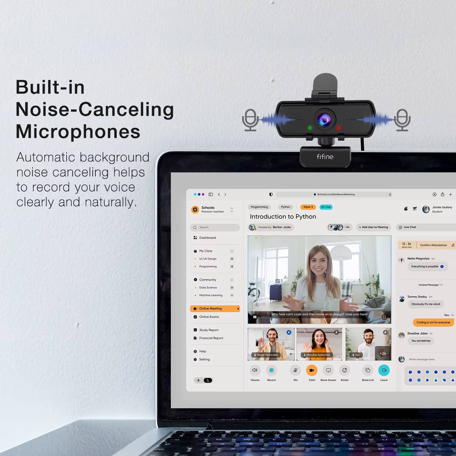 Webcam PC Full HD FIFINE 1440p avec Microphone